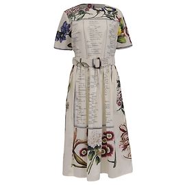 Vestido de popeline com mangas curtas e cinto Oscar de la Renta em algodão estampado floral Multicor