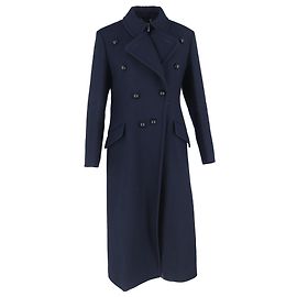 Chloé Doppelreiher-Mantel mit Taschen aus marineblauer Wolle Blau Marineblau