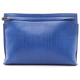Loewe Leder T Pouch Clutch Tasche Blau