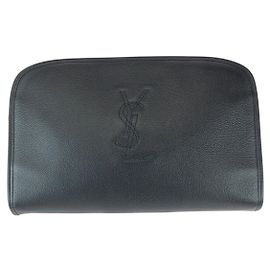 Yves Saint Laurent Leather Clutch Bag Black