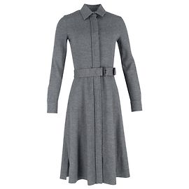 Akris Midikleid mit Gürtel aus grauer Wolle Grau