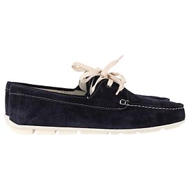Prada Driving Shoes in Navy Blue Suede Blue Navy blue