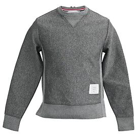 Thom Browne Logo Patch Sweater in Grey Cotton Grey