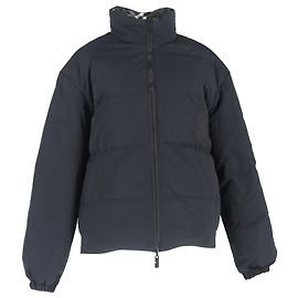 Burberry Check Puffer Jacket in Black Nylon Black