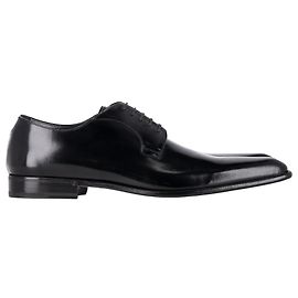 Sapatos Derby com cadarço em couro envernizado preto com bico arredondado da Dolce & Gabbana Preto