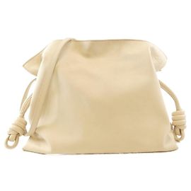 Bolsa Clutch Flamenco Loewe em couro de bezerro Marrom Bege