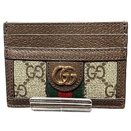 Gucci Ophidia PVC Card Case Brown Beige