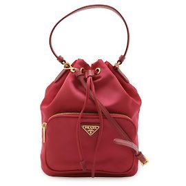 Prada Nylon-Leder Eimer-Handtasche 2WAY Pink