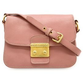 Bolsa de ombro de couro Miu Miu rosa Rosa