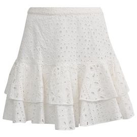 Autre Marque Falda Mini Eyelet Noa en Algodón Blanco de Charo Ruiz Blanco Crudo