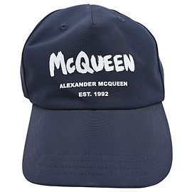 Boné de beisebol em algodão azul marinho com estampa de logo Alexander McQueen Azul Azul marinho