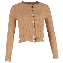 Chanel Kabelstrick-Cardigan aus brauner Wolle Braun Rot