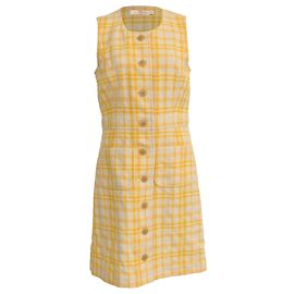 Vestido mini sin mangas de jacquard a cuadros Tory Burch en algodón amarillo Amarillo