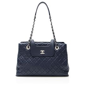 Chanel Lammleder 3 Accordion Einkaufstasche Blau
