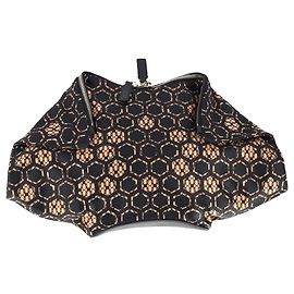 Clutch De Manta Stampato Alexander McQueen in Satin Nero e Pelle Multicolore