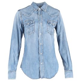 Camicia in denim azzurro chiaro Saint Laurent Blu Blu chiaro