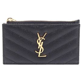 Yves Saint Laurent Portafoglio in pelle con zip Monogram Saint Laurent Nero