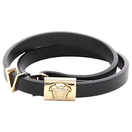 Versace Medusa Leather Bracelet Black