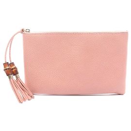 Clutch de couro Gucci Bamboo Rosa
