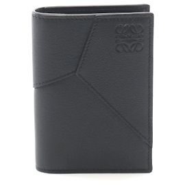 Tarjetero bifold de cuero Loewe Puzzle Negro