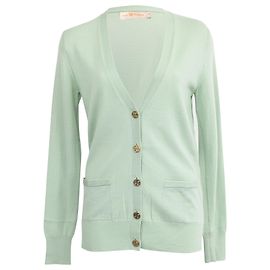 Tory Burch Knopf-Cardigan aus grüner Baumwolle Grün