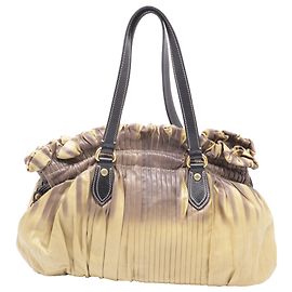 Borsa a Spalla Plissettata Ombre Etro in Pelle Beige e Marrone Beige