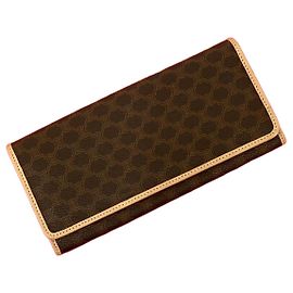 Céline Celine Macadam Blazon Leather Long Wallet Brown