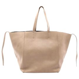 Céline Celine Leather Cabas Phantom Tote Bag Brown Beige