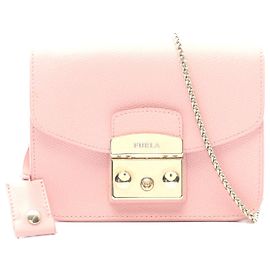 Bolsa de ombro em couro Metropolis Mini da Furla Rosa
