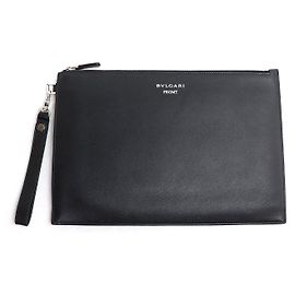 Bulgari Pochette en cuir de collaboration BVLGARI Fragments Noir