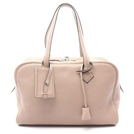 Borsa in pelle Hermès Victoria 35 Beige Marrone Beige