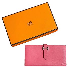 Cartera Larga Soufflet de Cabra Béarn de Hermès Rosa