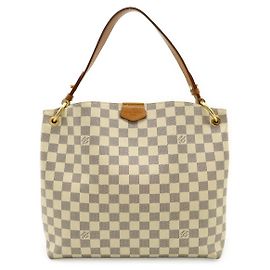 Bolsa de Ombro Graceful PM Damier Azur da Louis Vuitton Marrom Bege