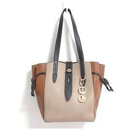 Bolsa Tote de Couro Furla NET M Marrom Bege