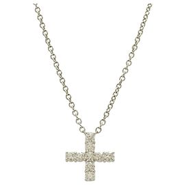 Collana Mini Croce in Diamante Pt950 Harry Winston Symbols Argento Metallico