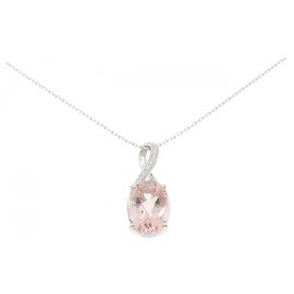 Tasaki Au750 Weißgold Morganit-Diamant-Halskette Silber Metallisch