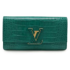 Portefeuille long Crocodile Capucines Louis Vuitton Vert