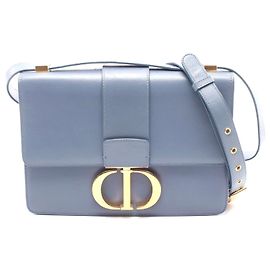 Sac à main en cuir Dior 30 Montaigne Bleu