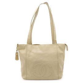 Borsa tote in pelle caviar Chanel Marrone Beige