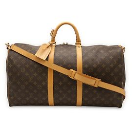 Bolsa de viagem Louis Vuitton Monogram Keepall Bandoulière 55 Marrom
