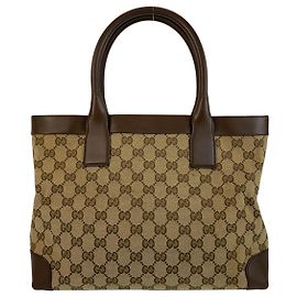 Gucci GG Canvas Leder Tragetasche Braun