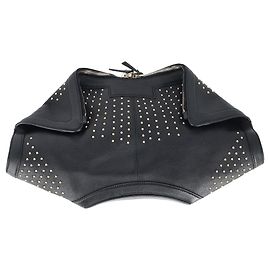 Pochette Manta Alexander McQueen en cuir noir Noir