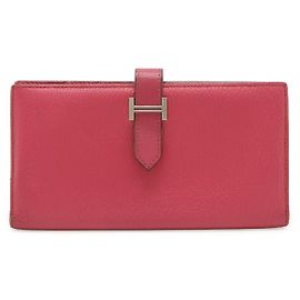 Carteira Longa Soufflet em Cabra Béarn da Hermès Rosa