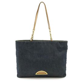 Bolsa tote Malice em couro denim e pérolas da Dior Azul
