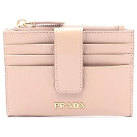 Prada VITELLO MOVE Leather Coin Case Brown Beige