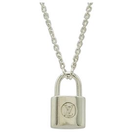 Louis Vuitton Silver Lockit Necklace Silvery Metallic