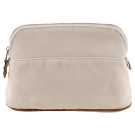 Hermès Hermes Bolide20 Canvas Pouch Brown Beige