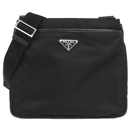 Prada 2VH118 Schultertasche aus Saffiano-Gewebe Schwarz