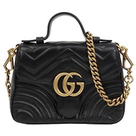 Gucci GG Marmont Mini Schultertasche mit Obergriff Schwarz