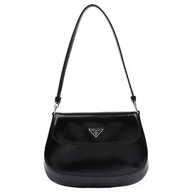 Prada Bolsa de Ombro Cleos com Aba Preto